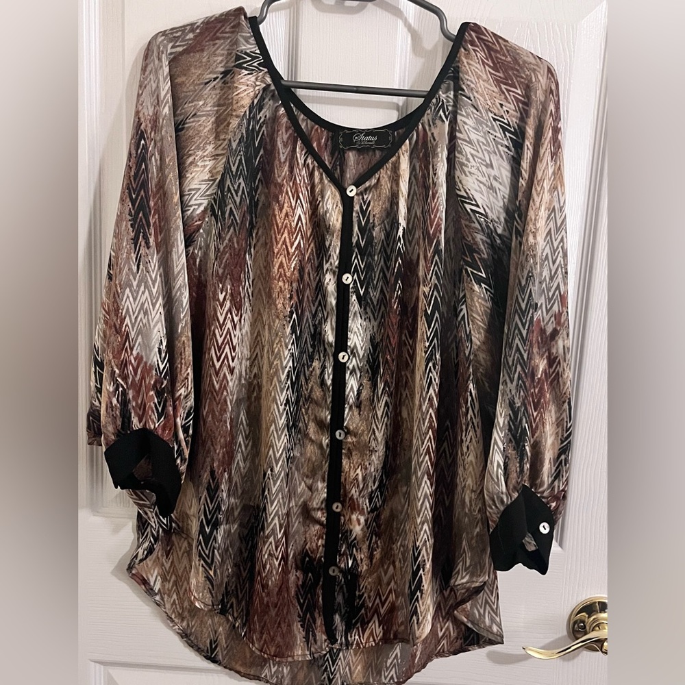 Status By Chenault Button Down Boho Chic Blouse. … - image 6